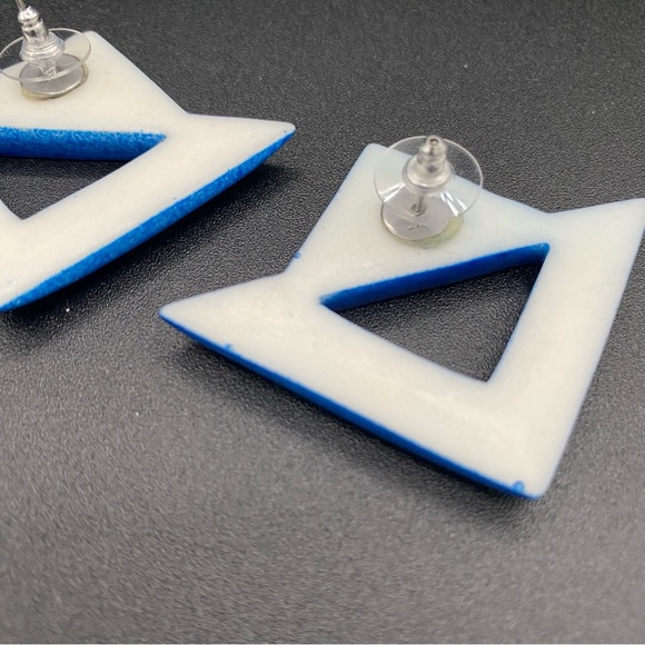 Steller 90s Vintage Mod Earrings in Bright Blue - Pierced - Picture 6 of 8